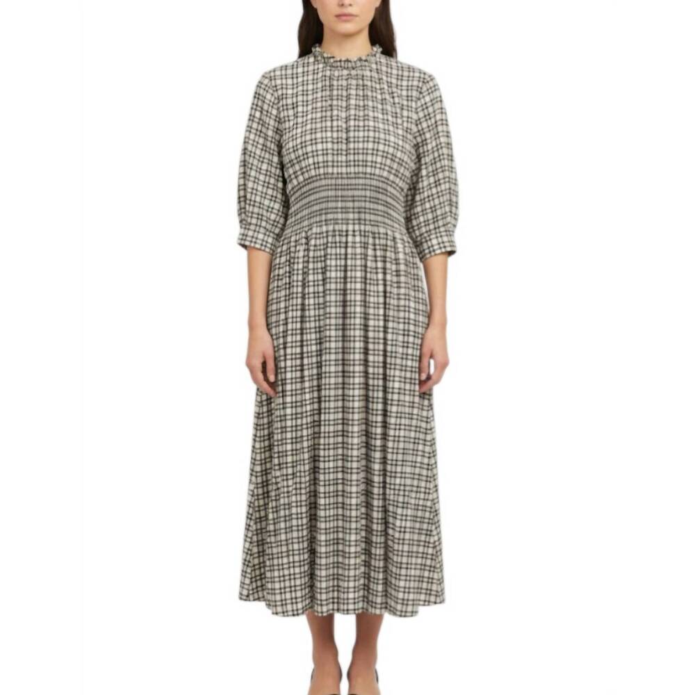 NEW AVN accordion midi dress in black multi